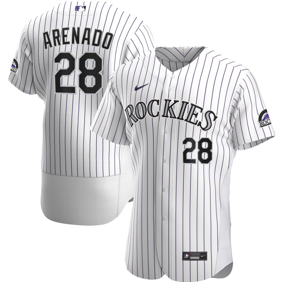 Colorado Rockies 28 Nolan Arenado Men Nike White Home 2020 Authentic Player MLB Jersey